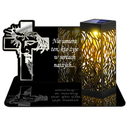 ZNICZ SOLARNY LED WIECZNY PODSTAWKA NA CMENTARZ GRÓB lampka Krzyż 3D