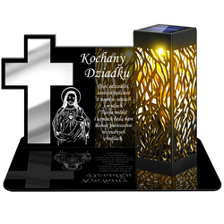 ZNICZ SOLARNY LED WIECZNY PODSTAWKA NA CMENTARZ GRÓB lampka Krzyż 3D DLA DZIADKA