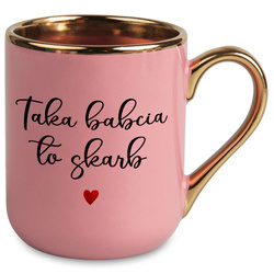 RÓŻOWY KUBEK PREZENT DLA BABCI NA ŚWIĘTA URODZINY DZIEŃ BABCI MIKOŁAJ CUDNY