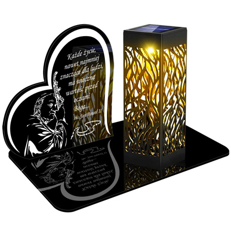 ZNICZ SOLARNY LED WIECZNY PODSTAWKA NA CMENTARZ GRÓB lampka Serce 3D