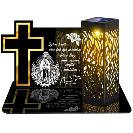 ZNICZ SOLARNY LED WIECZNY PODSTAWKA NA CMENTARZ GRÓB lampka Krzyż 3D