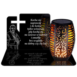 ZNICZ SOLARNY LED WIECZNY PODSTAWKA NA CMENTARZ GRÓB Krzyż EFEKT PŁOMIENIA