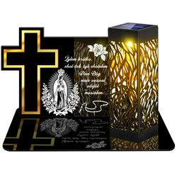 ZNICZ SOLARNY LED WIECZNY PODSTAWKA NA CMENTARZ GRÓB lampka Krzyż 3D