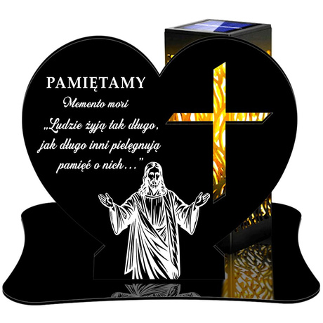 ZNICZ SOLARNY LED WIECZNY PODSTAWKA NA CMENTARZ GRÓB lampka Serce 3D 