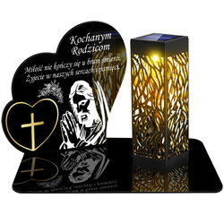 ZNICZ SOLARNY LED WIECZNY PODSTAWKA NA CMENTARZ GRÓB lampka Serce 3D DLA RODZICÓW