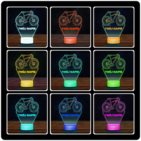 LAMPKA NOCNA LED 3D Rower Górski Dla Rowerzysty prezent dla dziecka URODZINY statuetka + pilot