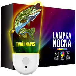 Lampka Nocna LED dla Dziecka RYBA WĘDKARZ RYBAK kontaktu gniazdka CZUJNIK