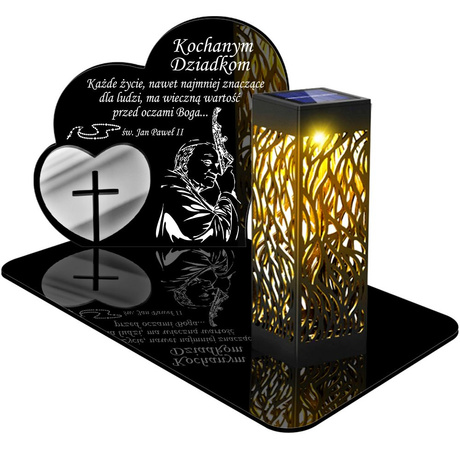 ZNICZ SOLARNY LED WIECZNY PODSTAWKA NA CMENTARZ GRÓB lampka Serce 3D DLA DZIADKÓW