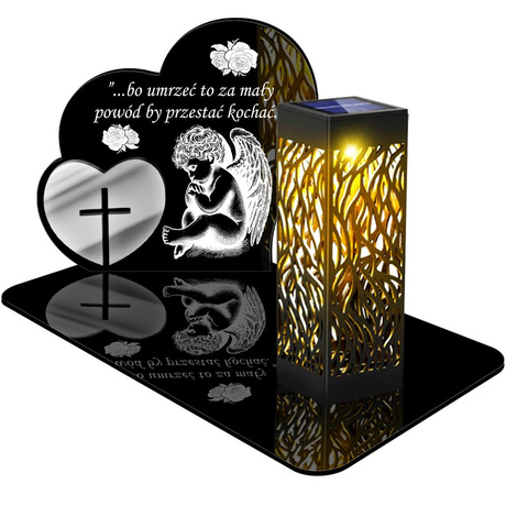 ZNICZ SOLARNY LED WIECZNY PODSTAWKA NA CMENTARZ GRÓB lampka Serce 3D 