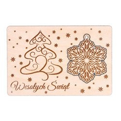 Drewniana kartka świąteczna na Boże Narodzenie
