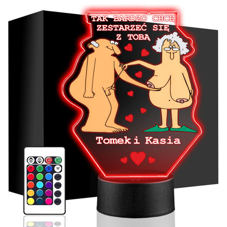 PREZENT NA WALENTYNKI - piękna statuetka personalizowany męża żony chłopaka LAMPKA NOCNA LED