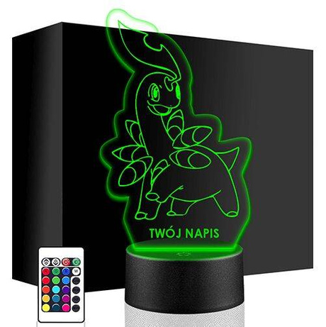 LAMPKA NOCNA LED POKEMON BAYLEEF 3D + PILOT prezent URODZINY statuetka