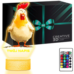 LAMPKA NOCNA LED 3D Kogut Kura Kurka dla Rolnika prezent dla dziecka URODZINY statuetka + pilot