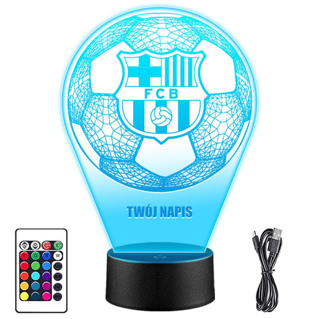 Lampka Nocna LED 3D FC Barcelona z Imieniem RGB Prezent na Święta Urodziny