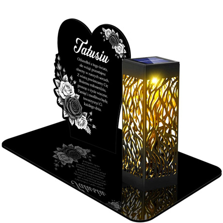 ZNICZ SOLARNY LED WIECZNY PODSTAWKA NA CMENTARZ GRÓB lampka Kwiaty 3D dla Taty