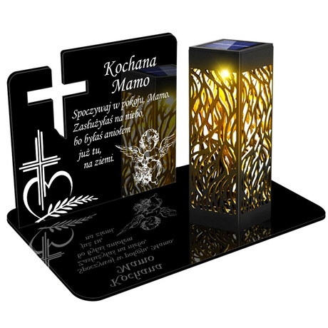 ZNICZ SOLARNY LED WIECZNY PODSTAWKA NA CMENTARZ GRÓB lampka Krzyż 3D DLA MAMY