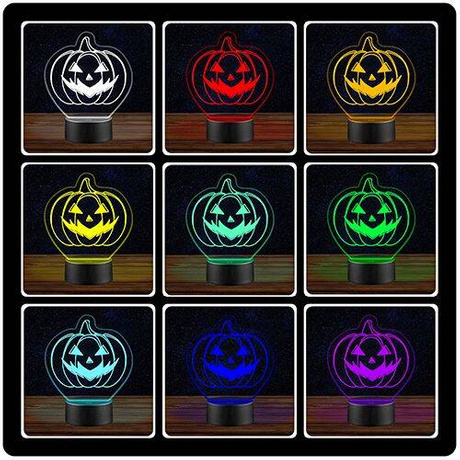 LAMPKA NOCNA LED HALLOWEEN DYNIA 3D + PILOT prezent URODZINY statuetka
