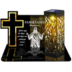 ZNICZ SOLARNY LED WIECZNY PODSTAWKA NA CMENTARZ GRÓB lampka Krzyż 3D