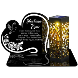 ZNICZ SOLARNY LED WIECZNY PODSTAWKA NA CMENTARZ GRÓB lampka Napis Serce 3D  DLA ŻONY