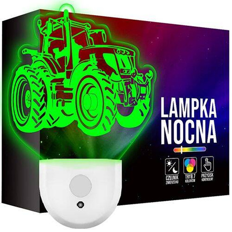 Lampka Nocna LED dla Dzieci TRAKTOR CIĄGNIK do kontaktu gniazdka CZUJNIK