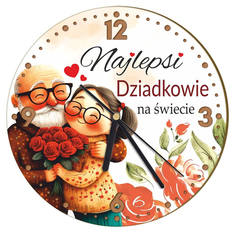 PREZENT NA ŚWIĘTA BABCI I DZIADKA DUŻY ZEGAR DLA DZIADKÓW GOTOWY BOX TACKA