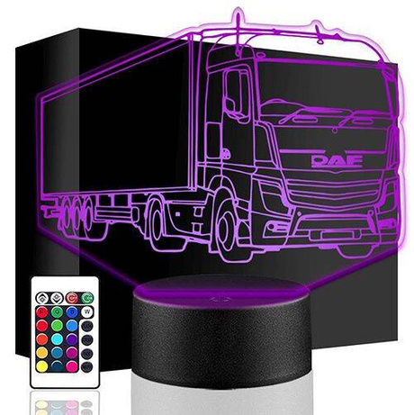 LAMPKA NOCNA LED TIR CIĘŻARÓWKA 3D + PILOT prezent URODZINY statuetka