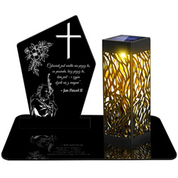 ZNICZ SOLARNY LED WIECZNY PODSTAWKA NA CMENTARZ GRÓB lampka Krzyż 3D