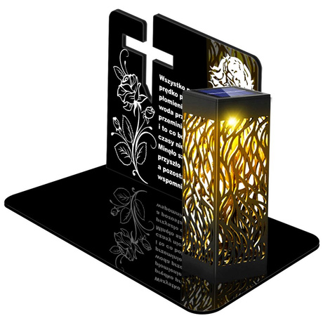 ZNICZ SOLARNY LED WIECZNY PODSTAWKA NA CMENTARZ GRÓB lampka Krzyż 3D