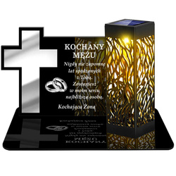 ZNICZ SOLARNY LED WIECZNY PODSTAWKA NA CMENTARZ GRÓB lampka Krzyż 3D DLA MĘŻA