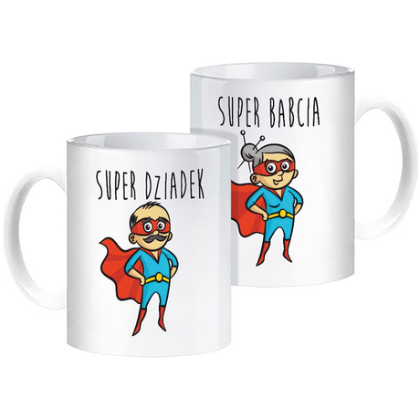 ZESTAW KUBKÓW Z NADRUKIEM DLA BABCI I DZIADKA 2SZT. PREZENT DLA DZIADKÓW WZORY