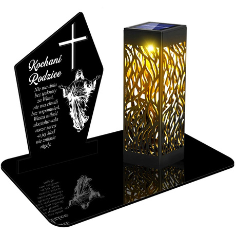 ZNICZ SOLARNY LED WIECZNY PODSTAWKA NA CMENTARZ GRÓB lampka Krzyż 3D dla Rodziców