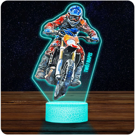 LAMPKA NOCNA LED 3D MOTOR CROSS prezent dziecka URODZINY statuetka