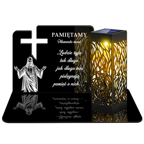 ZNICZ SOLARNY LED WIECZNY PODSTAWKA NA CMENTARZ GRÓB lampka Krzyż 3D