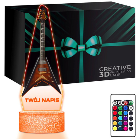 LAMPKA NOCNA LED 3D Gitara Elektryczna dla muzyka prezent dla dziecka URODZINY statuetka + pilot