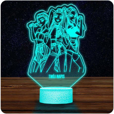 LAMPKA NOCNA LED 3D Imię Huntrix K-pop Łowczynie Demonów Rumi Mira Zoey + PILOT