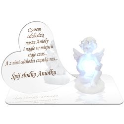 ZNICZ LED GRÓB Dziecka Córki Syna ANIOŁEK PODSTAWKA NA CMENTARZ BIAŁY ANIOŁ