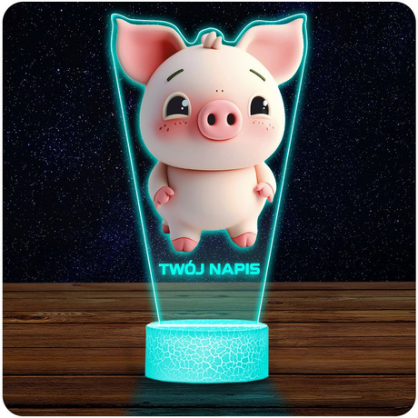 LAMPKA NOCNA LED 3D Świnia Świnka dla Rolnika prezent dla dziecka URODZINY statuetka + pilot