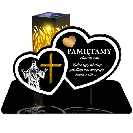 ZNICZ SOLARNY LED WIECZNY PODSTAWKA NA CMENTARZ GRÓB lampka Serce 3D