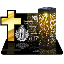 ZNICZ SOLARNY LED WIECZNY PODSTAWKA NA CMENTARZ GRÓB lampka Krzyż 3D