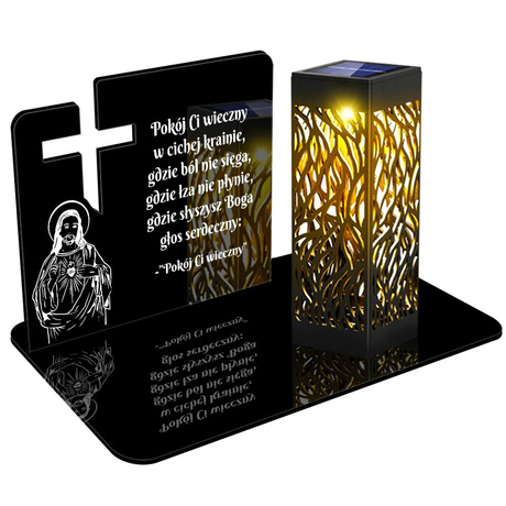 ZNICZ SOLARNY LED WIECZNY PODSTAWKA NA CMENTARZ GRÓB lampka Krzyż 3D 