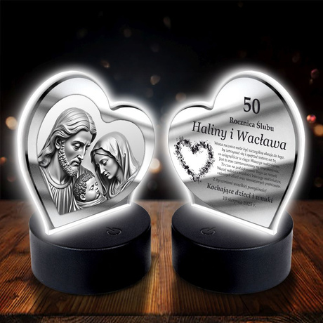 OBRAZEK LED PREZENT NA ROCZNICĘ ŚLUBU JUBILEUSZ 10 20 30 40 50 PAMIĄTKA