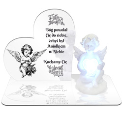 ZNICZ LED GRÓB Dziecka Córki Syna ANIOŁEK PODSTAWKA CMENTARZ POMNIK ANIOŁ