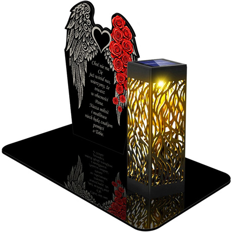 ZNICZ SOLARNY LED WIECZNY PODSTAWKA NA CMENTARZ GRÓB lampka Kwiaty 3D