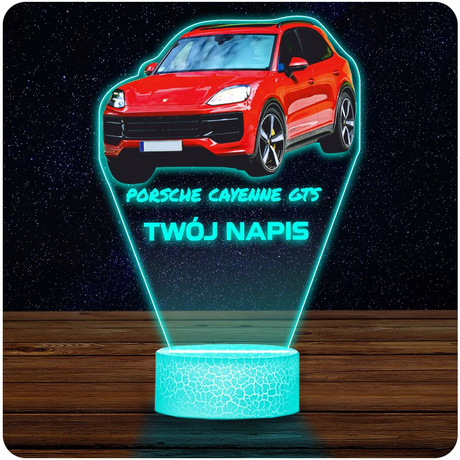 LAMPKA NOCNA LED 3D AUTO Porsche Cayenne prezent dla dziecka URODZINY statuetka + pilot