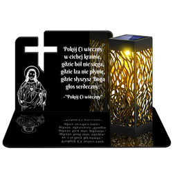 ZNICZ SOLARNY LED WIECZNY PODSTAWKA NA CMENTARZ GRÓB lampka Krzyż 3D