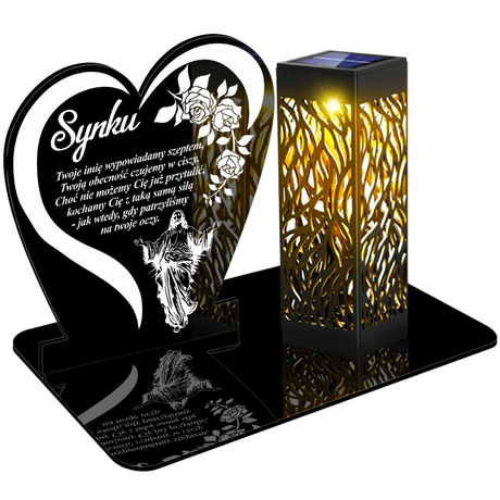 ZNICZ SOLARNY LED WIECZNY PODSTAWKA NA CMENTARZ GRÓB lampka Napis Serce 3D DLA SYNA