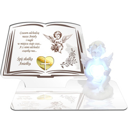 ZNICZ LED GRÓB Dziecka Córki Syna ANIOŁEK PODSTAWKA NA CMENTARZ BIAŁY ANIOŁ