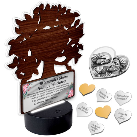 OBRAZ LED Prezent na Rocznicę Ślubu DRZEWKO SZCZĘŚCIA 10 25 30 40 50 GRAWER