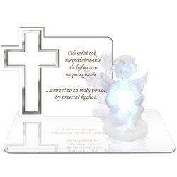 ZNICZ LED GRÓB Dziecka Córki Syna ANIOŁEK PODSTAWKA NA CMENTARZ BIAŁY ANIOŁ