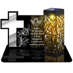 ZNICZ SOLARNY LED WIECZNY PODSTAWKA NA CMENTARZ GRÓB lampka Krzyż 3D